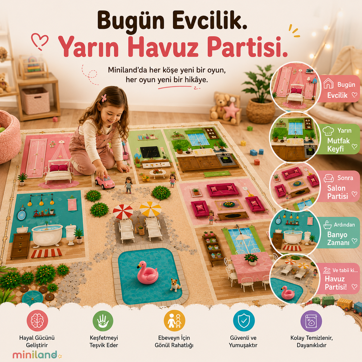 Miniland - Barbie Temalı Oyun Halısı